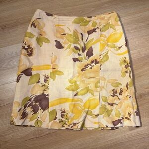 Vintage Rickie Freeman for Teri Jon Linen Floral Skirt Women’s Size 12